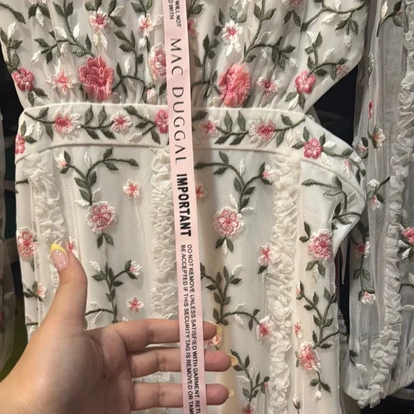 Mac Duggal Floral Embroidered White Dress - Picture 6 of 12